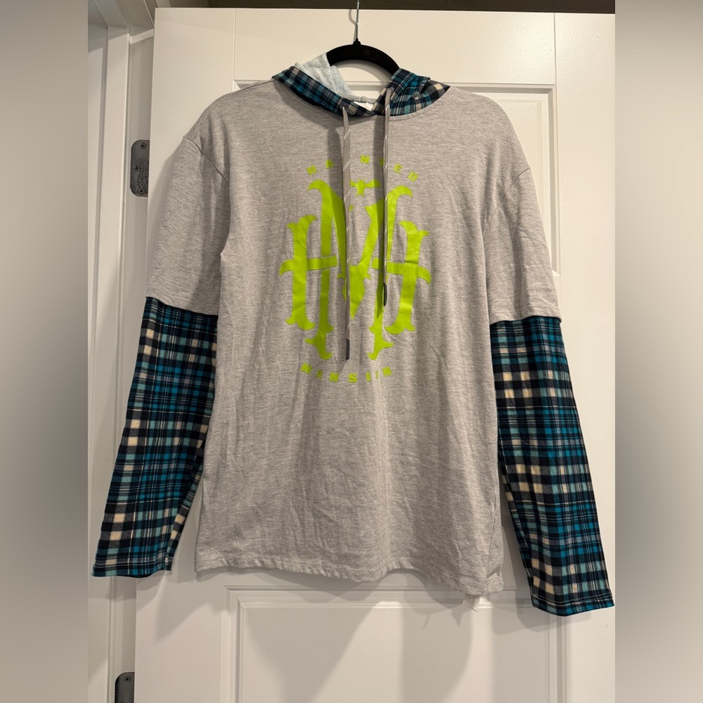 Disney Haunted Mansion Layered Flannel Hoodie Mens Large Cold Theme Park Day